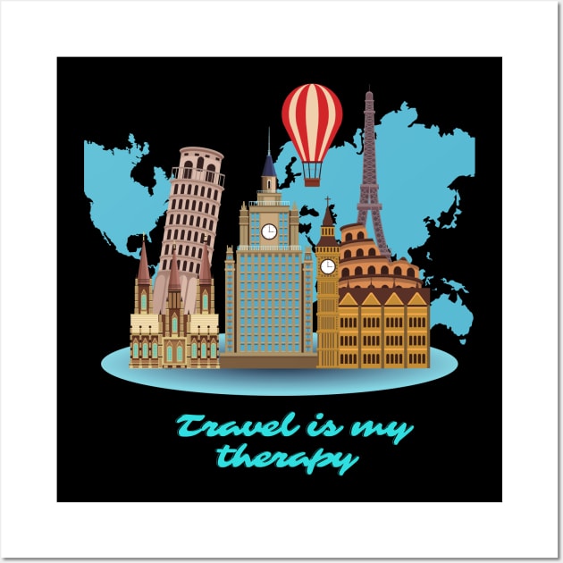 Travel is my therapy Wall Art by J0TASHOP 